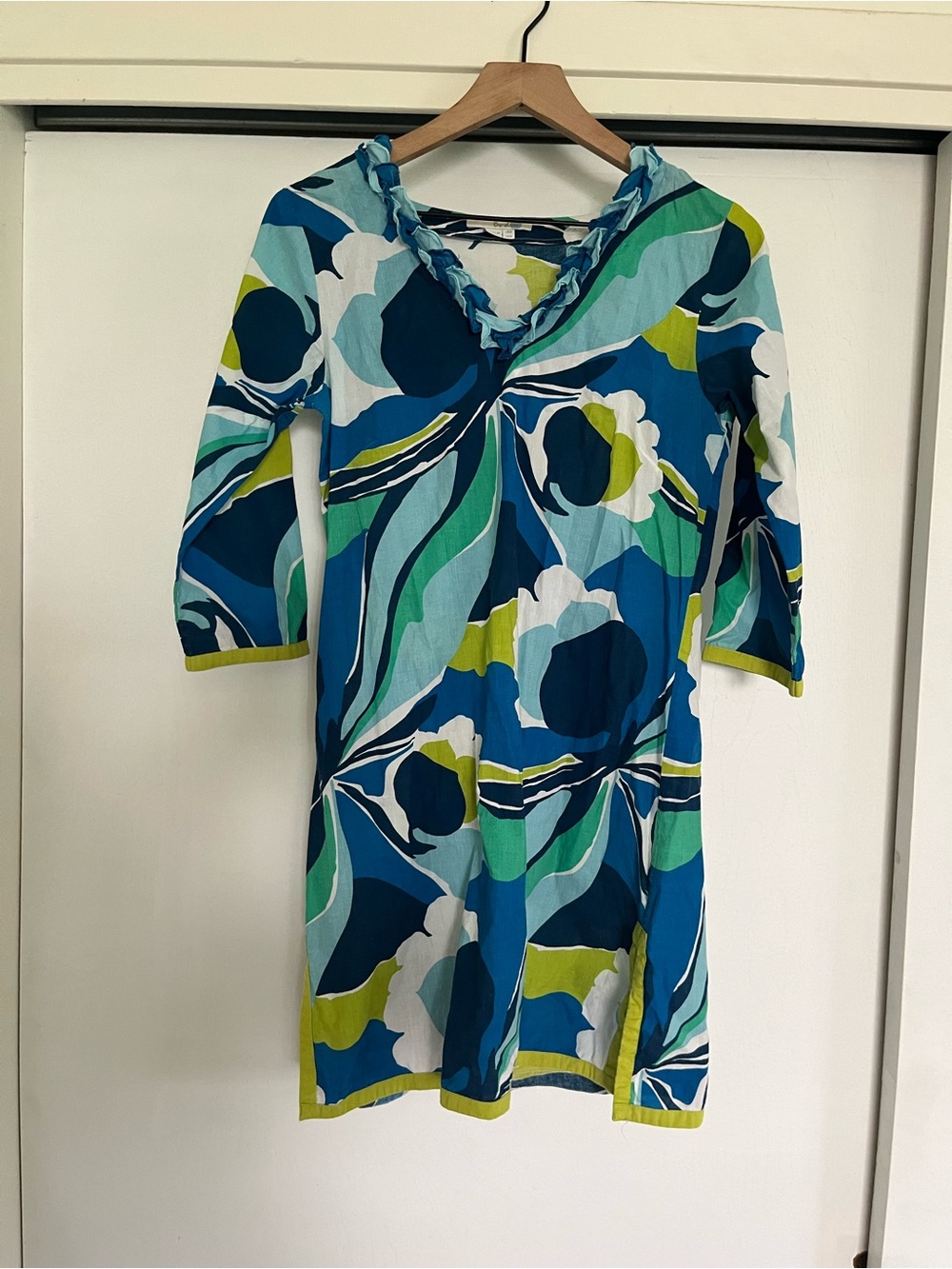 Boden Blue, Teal & Lime Floral Print Tunic Dress